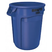 Rubbermaid Commercial 32 gal Round Trash Can, Blue, 22 in Dia, None, Polyethylene FG263200BLUE