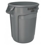 Rubbermaid Commercial 20 gal Round Trash Can, Gray, 19 3/8 in Dia, None, Polyethylene FG262000GRAY