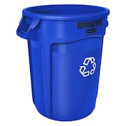 Rubbermaid Commercial 20 gal Round Recycling Bin, Open Top, Blue, Polyethylene, 1 Openings FG262073BLUE