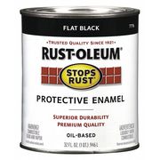 Rust-Oleum Interior/Exterior Paint, Flat, Black, 1 qt 7776502