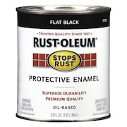 Rust-Oleum Interior/Exterior Paint, Flat, Black, 1 qt 7776502