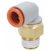 Smc Male Elbow, Push-to-Connect x MNPT, For 1/4 in Tube OD, 1/8 in Pipe Size, Brass, KQ2L07-34AS KQ2L07-34AS