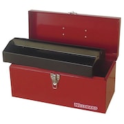 WESTWARD 16"W Steel, Red Portable Tool Box, Powder Coated, 7"H 36Y011