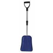 WESTWARD Snow Shovel, 18-1/2 in to 27 in Aluminum D-Grip Handle, Poly Blade Material, 9 1/2 in Blade Width 38ZF77