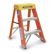Werner 2-Step Fiberglass Step Stool with 300 lb. Load Capacity in Blue/Silver/Yellow 6202