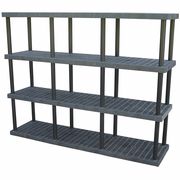 Structural Plastics Freestanding Plastic Shelving Unit, Open Style, 24 in D, 96 in W, 75 in H, 4 Shelves, Black S9624X4