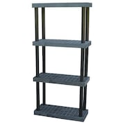 STRUCTURAL PLASTICS Freestanding Plastic Shelving Unit, Open Style, 16 in D, 36 in W, 75 in H, 4 Shelves, Black S3616X4