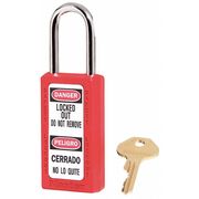 Master Lock Zenex Thermoplastic Safety Padlock, 3 in H, 1-1/2 in Wide with 1-1/2 in H Shackle, Red 411RED