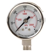 Zoro Select Pressure Gauge, 0 to 30 psi, 1/8 in MNPT, Stainless Steel, Silver 4FMH9