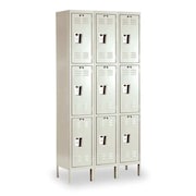 HALLOWELL Wardrobe Locker, 36 in W, 18 in D, 78 in H, (3) Tier, (3) Wide, Tan U3288-3G-A-PT