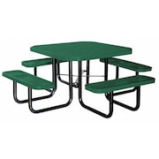 Zoro Select Octagon Picnic Table, Green, Expanded Metal, 4 Seats, 80 in L, Diamond Mesh 4HUV6