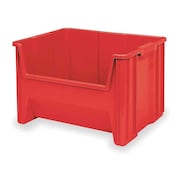 AKRO-MILS Stackable Storage Bin, Red, Plastic, 19-7/8 in W x 12 1/2 in H, 75 lb Load Capacity 13017RED