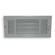 Zoro Select Sidewall/Ceiling Register, 6 X 12, White, Steel 4JRP6