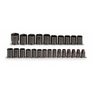 Proto 1/2" Drive Impact Socket Set, Metric, 25 pcs J74206