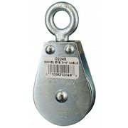 ZORO SELECT Pulley Block, Wire Rope, 3/16 in Max Cable Size, 600 lb Max Load, Zinc Plated 4JX68
