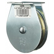 ZORO SELECT Pulley Block, Wire Rope, 1/4 in Max Cable Size, 685 lb Max Load, Zinc Plated 4JX73