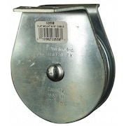 ZORO SELECT Pulley Block, Wire Rope, 5/16 in Max Cable Size, 1,550 lb Max Load, Zinc Plated 4JX81