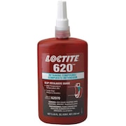 Loctite Retaining Compound, 620 Series, Green, Liquid, High-Temperature Resistant, 250 mL Bottle 135515
