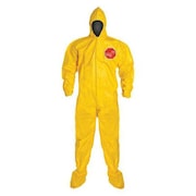 Dupont Hooded Chemical Resistant Coveralls, 12 PK, Yellow, Tychem(R) 2000, Adhesive QC122BYLMD0012BN