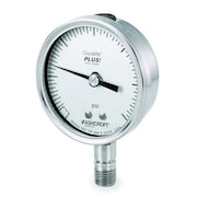 ASHCROFT Pressure Gauge, 0 to 15 psi, 1/4 in MNPT, Stainless Steel, Silver 251009SW02LXLL15