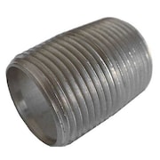 Zoro Select 1/2" MNPT Close TBE Stainless Steel Pipe Nipple Sch 80, Thread Type: NPT E4BND01