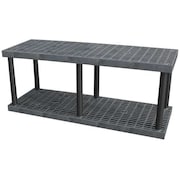 STRUCTURAL PLASTICS Freestanding Plastic Shelving Unit, Open Style, 24 in D, 66 in W, 27 in H, 2 Shelves, Black S6624B
