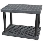 STRUCTURAL PLASTICS Freestanding Plastic Shelving Unit, Open Style, 24 in D, 36 in W, 27 in H, 2 Shelves, Black S3624B