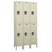 HALLOWELL Wardrobe Locker, 36 in W, 12 in D, 78 in H, (2) Tier, (3) Wide, Tan U3228-2G-PT