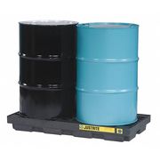 Justrite Drum Spill Containment Pallet, 24 gal Spill Capacity, 2 Drum, 2500 lb, Recycled Polyethylene 28655
