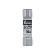 EATON BUSSMANN Fuse, Fast Acting, 2A, KTK Series, 600V AC, Not Rated, 1-1/2" L x 13/32" dia KTK-2