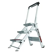 Little Giant Ladders 3 Steps, Aluminum Step Stool, 300 lbs Load Capacity, Gray 10310BA
