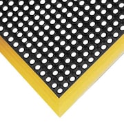 Notrax Antifatigue Mat, Black with Yellow Border, 26 In W x 3 ft 4 in L, 7/8 In Thick 549S2640YB