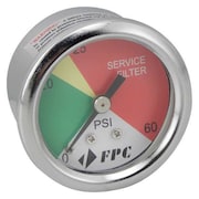 Baldwin Filters Pressure Gauge, 0 to 60 psi, 1 1/2 in Dial, 1/8 in NPT Male, Center Back, Compatible with P777004 PG1326