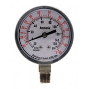 Zoro Select Compound Gauge, -30 to 0 to 150 in Hg/psi, 1/4 in MNPT, Steel, Black 4CFW6