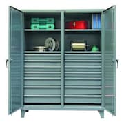 STRONG HOLD 12 ga. Steel Storage Cabinet, 72 in W, 78 in H, Stationary 66-DS-244-14DB