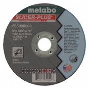 Metabo Abrasive Cut-Off Wheel, Type 1, 6 in x 0.045 in x 7/8 in, Aluminum Oxide, 60 Grit, A60TX 655998000