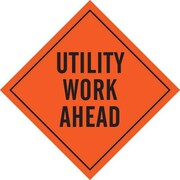 BRADY Roll-Up Road Construction Sign, 36 in H, 36 in W, Vinyl, Diamond, English, 57032 57032