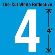Stranco Die-Cut Refl. Number Label, 4, 4In H, PK5 DWR-4-4-5