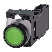 SIEMENS Illuminated Push Button, Green, 22mm, LED 3SU1102-0AB40-1FA0