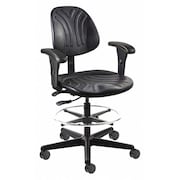BEVCO Drafting Chair, Polyurethane, 21" to 31" Height, Adjustable Arms, Black 7501D-AA-3750S/5