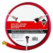 Tough Guy Water Hose, Hot/Cold, Rubber, 25 ft., Red 423H82