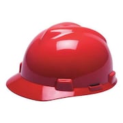 MSA SAFETY Front Brim Hard Hat, Type 1, Class E, One-Touch (4-Point), Red 10057446