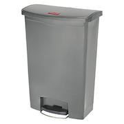 RUBBERMAID COMMERCIAL 24 gal Rectangular Trash Can, Gray, Resin 1883606