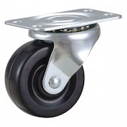 ZORO SELECT Plate Caster, 2" Wheel Dia., 75 lb., Black 435X85