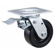 ZORO SELECT Plate Caster, 5" Wheel Dia., 1000 lb., Blk 435X71
