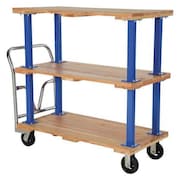 VESTIL Triple Deck Hardwood Platform Cart 1600 lb Mold-On-Rubber Caster 24x48 VHPT/TD-2448