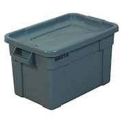 Rubbermaid Commercial Storage Tote with Snap Lid, Gray, Plastic, 18 in W, 15 in H, 20 gal Volume Capacity RUB117