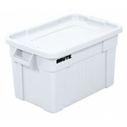 Rubbermaid Commercial Storage Tote with Snap Lid, White, Plastic, 18 in W, 15 in H, 20 gal Volume Capacity RUB118