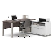 BESTAR L Shaped Desk, 71.1" D, 71.1" W, 29.9" H, Bark Gray, Melamine 120883-47