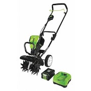 Greenworks Pro Tiller/Cultivator, Tines 8" L, Tilling 5"D TL80L210